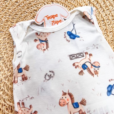 Macacão Curto Cowboy - Off White